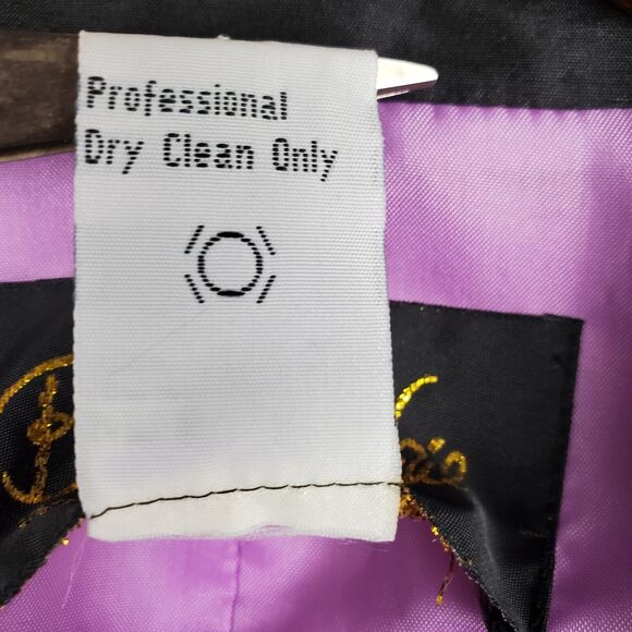 Bob Mackie Purple Floral Embroidered Button Long Sleeve 100% Silk Jacket Sz S - Picture 4 of 4